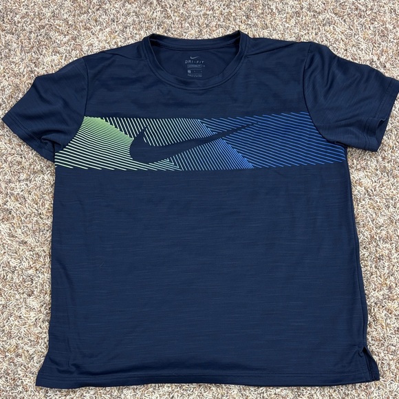 Nike Other - Nike Men's Dark Blue and Lime Graphic Tee